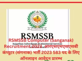 RSMSSB Computer (Sanganak) Recruitment 2023